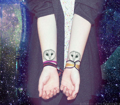 Cute Small Barn Owls Tattoo On Both Wrists For Girls