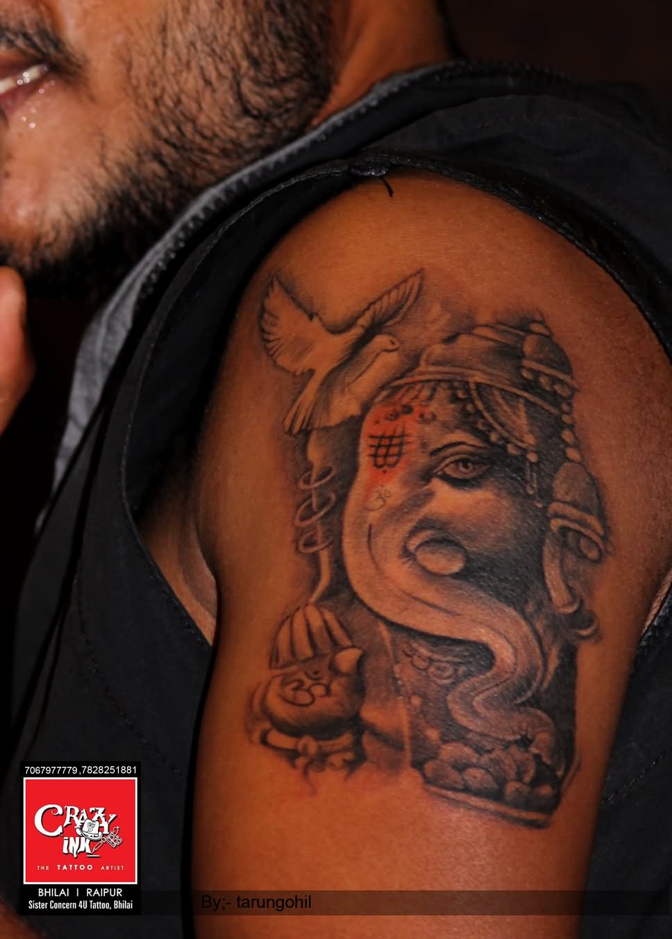 Ganesha Tattoo On Shoulder For Men