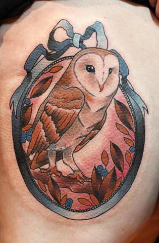 Girly Barn Owl Tattoo by Kitty Dearest