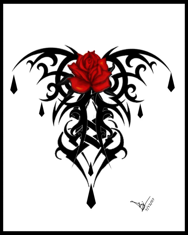 Gothic Tribal Rose Tattoo Print by Quicksilverfury On DeviantArt