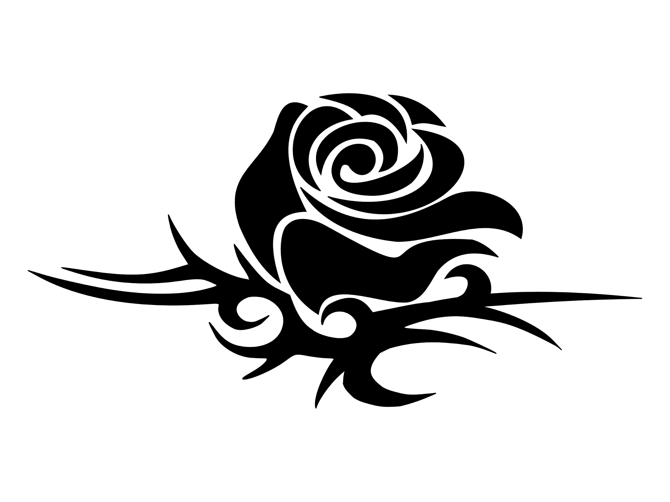 Perfect Black Ink Tribal Rose Tattoo Design