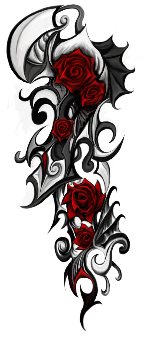 Red Rose Tribal Tattoo Design by Patrike on DeviantArt