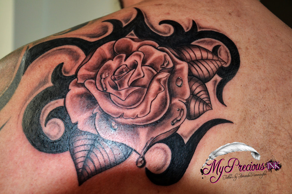 tribal rose shoulder tattoos