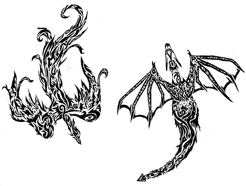 Tribal Dragon & Phoenix Tattoo Design By Septagrus On DeviantArt