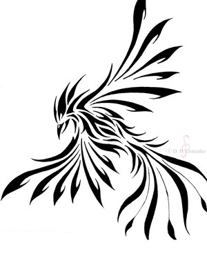 Tribal Flying Phoenix Tattoo Design