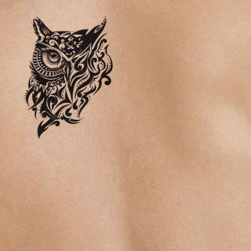 Tribal Owl Tattoo Stencil For Men