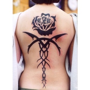 Tribal Rose Tattoo On Girl Full Back