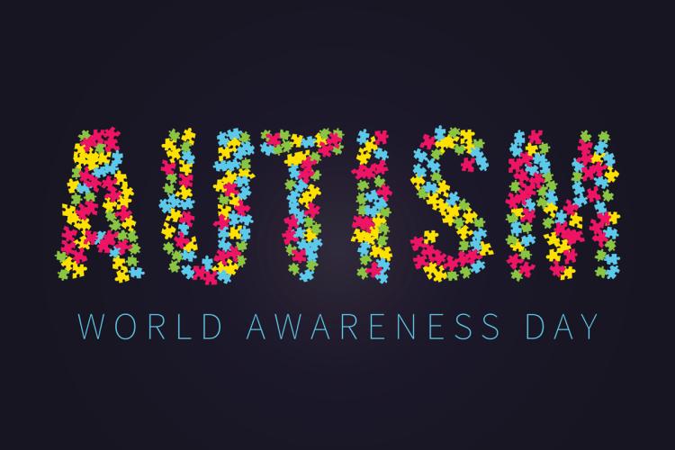 World Autism Awareness Day flowers text