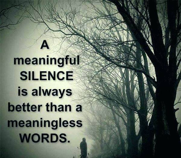 A meaningful silence is always better than a meaningless words