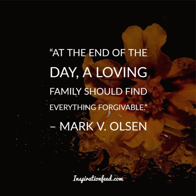 At the end of the day, a loving family should find everything forgivable. Mark V. Olsen