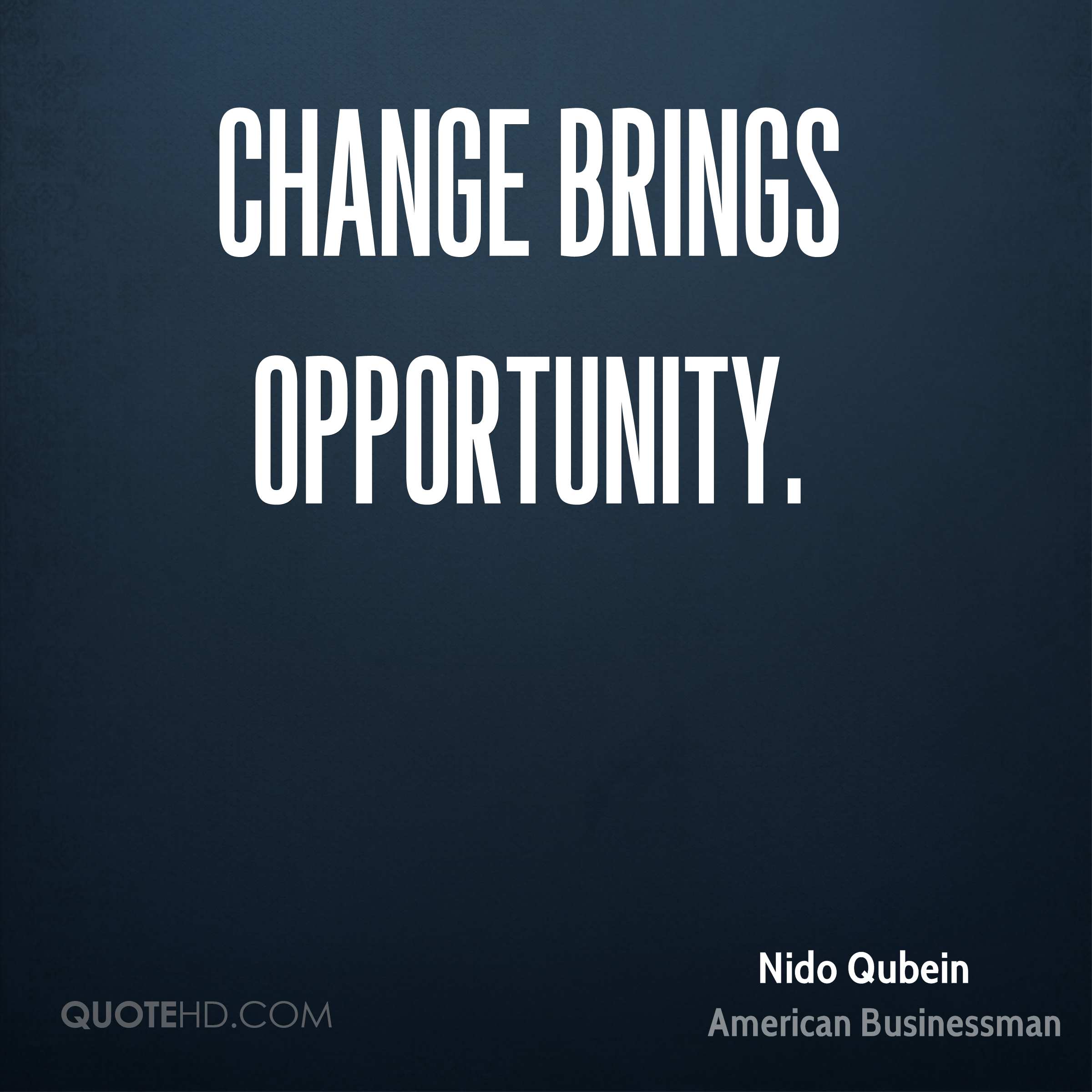 Change brings opportunity. Nido Qubein