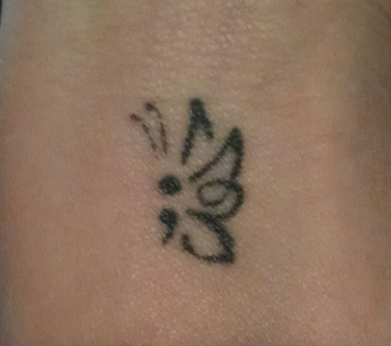 Cute Small Semicolon &amp; Butterfly Tattoo Design