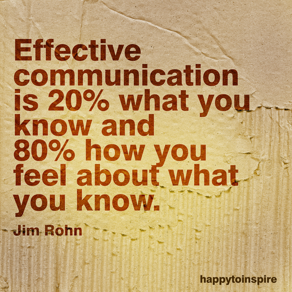 Effective Communication is 20% what you know and 80% how you feel about what you know – John Rohn