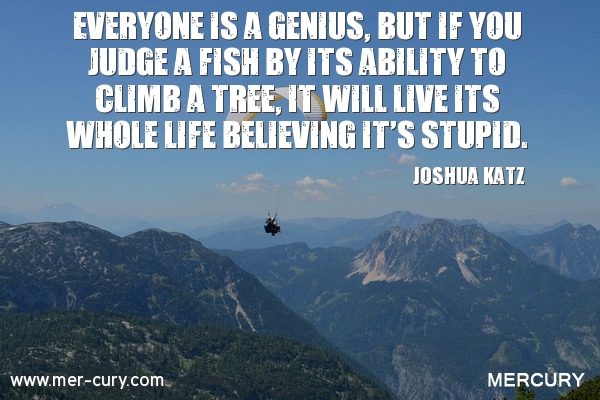 Everyone is a genius. But if you judge a fish by its ability to climb a tree, it will live its whole life believing that it is stupid. Joshua Katz