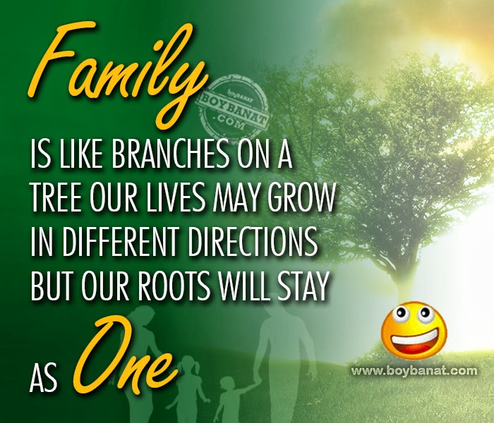 Family. Like branches on a tree our lives may grow in different directions but our roots will stay as one.