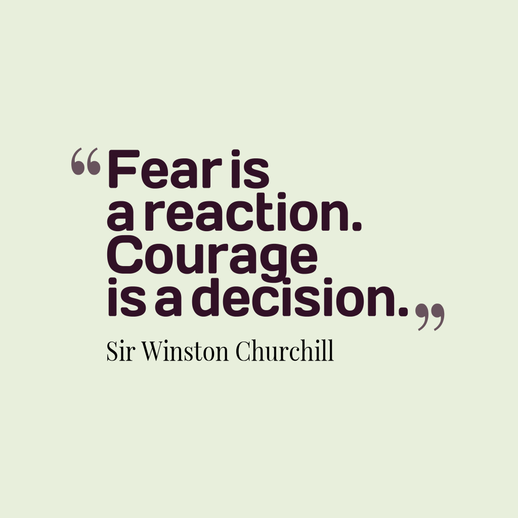 Fear is a reaction. Courage is a decision. Sir Winston Churchill