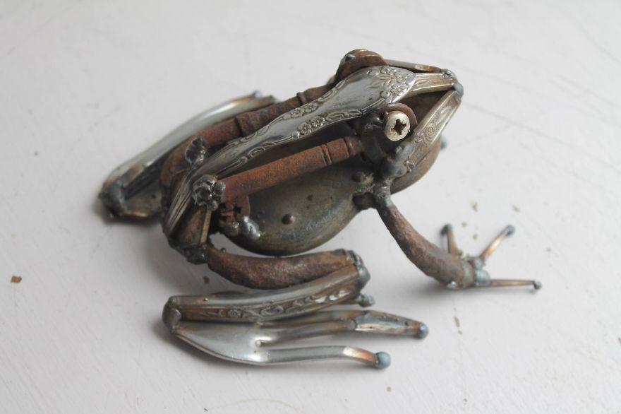 Frog Scrap Metal Sculpture