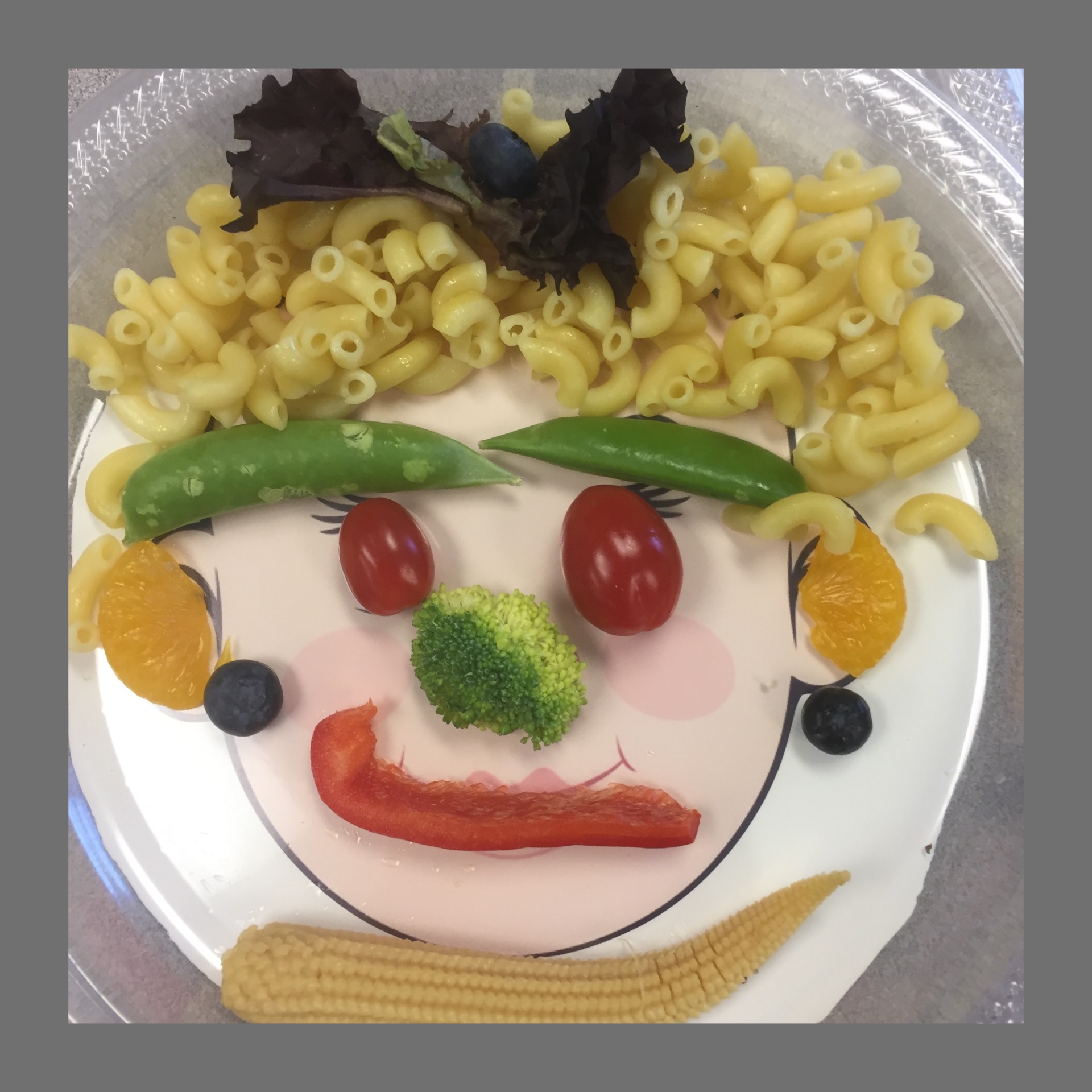 Funny food face in plate