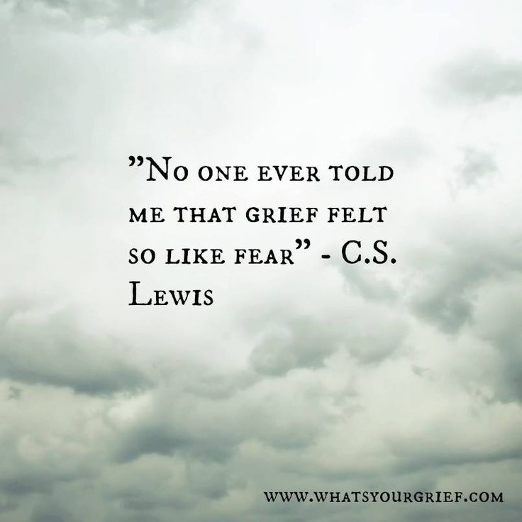 No one ever told me that grief felt so like fear. C.S. Lewis