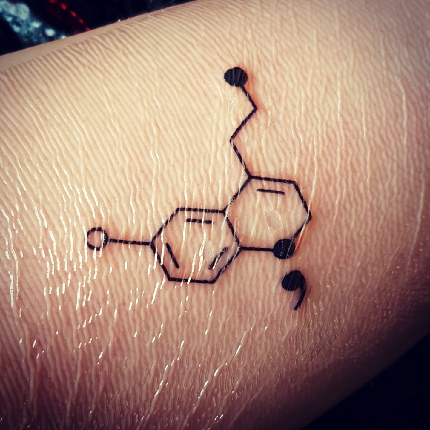 Unique Chemical Structure Semicolon Tattoo Design