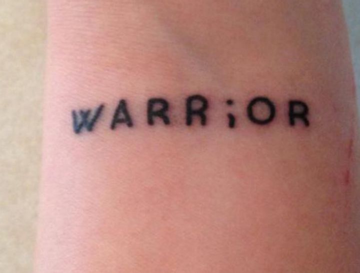 Warrior Word With Semicolon Tattoo On Wrist For Real Warriors Who Won Inner Fight Of Depression