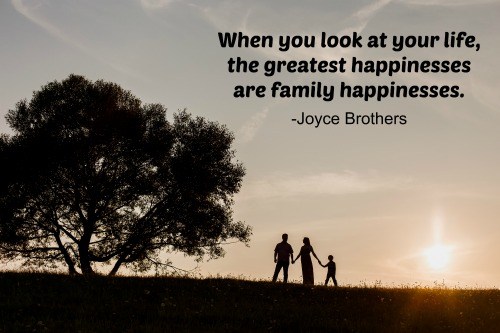 When you look at your life, the greatest happinesses are family happiness. Joyce Brothers