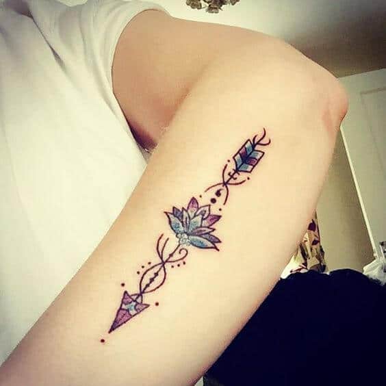 Wonderful Arrow, Flower & Semicolon Tattoo On Outer Forearm For Girls