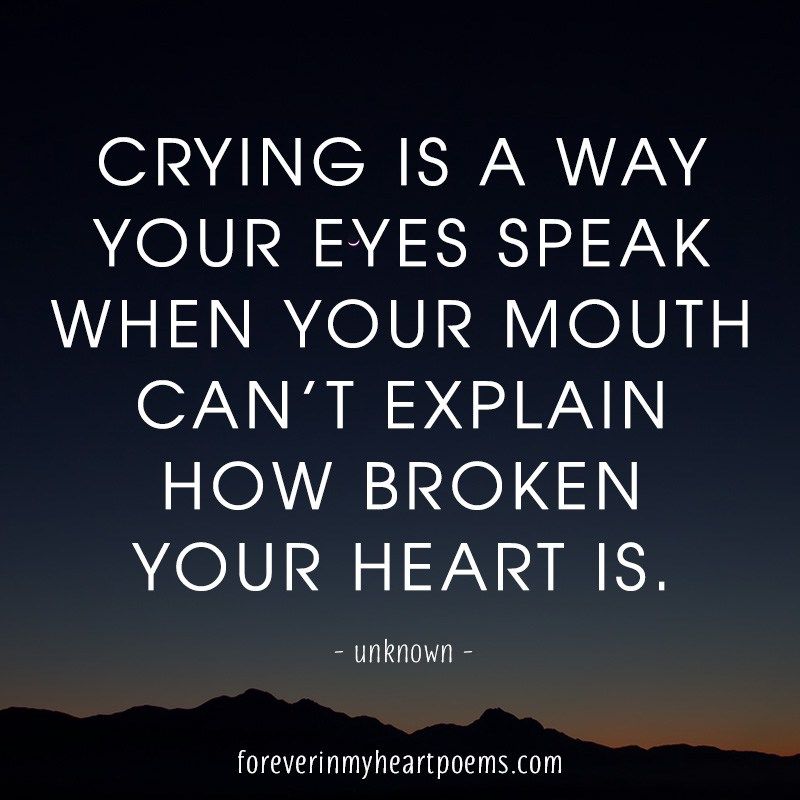crying is the only way your eyes speak when your mouth can’t explain how broken your heart is.