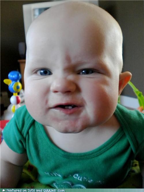 funny angry kid face closeup