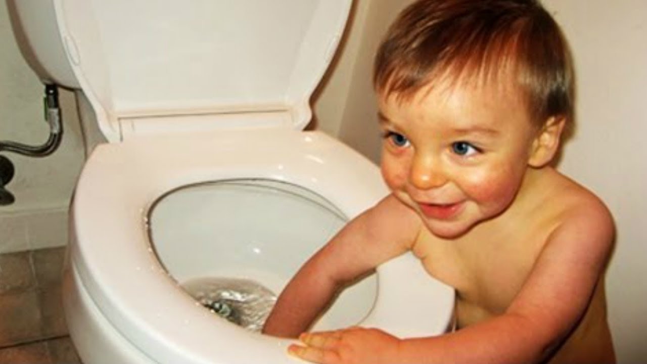 funny kid in toilet