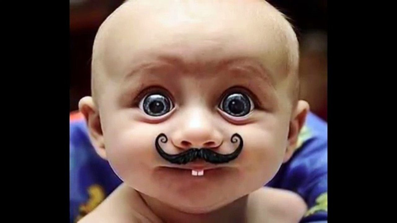 funny kid with mustaches pictuer