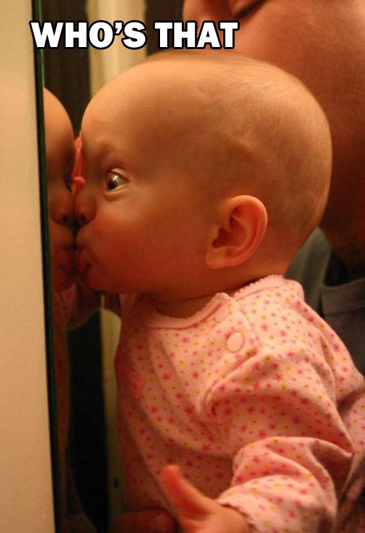 kid kissing mirror funny picture