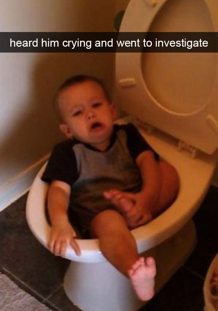 kid sitting on toilet funny picture
