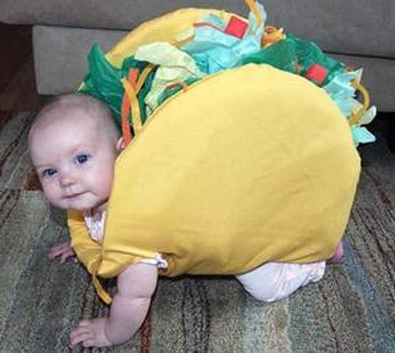 kid wearing burger costume funny picture