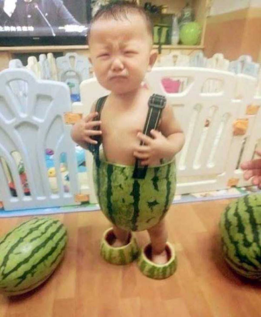 kid wearing watermelon funny picture