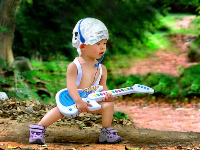 kid with guitar funny rock star kid picture