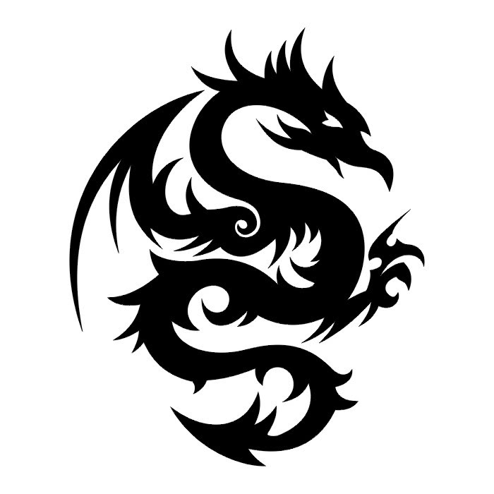 Black Silhouette Dragon Tattoo Design