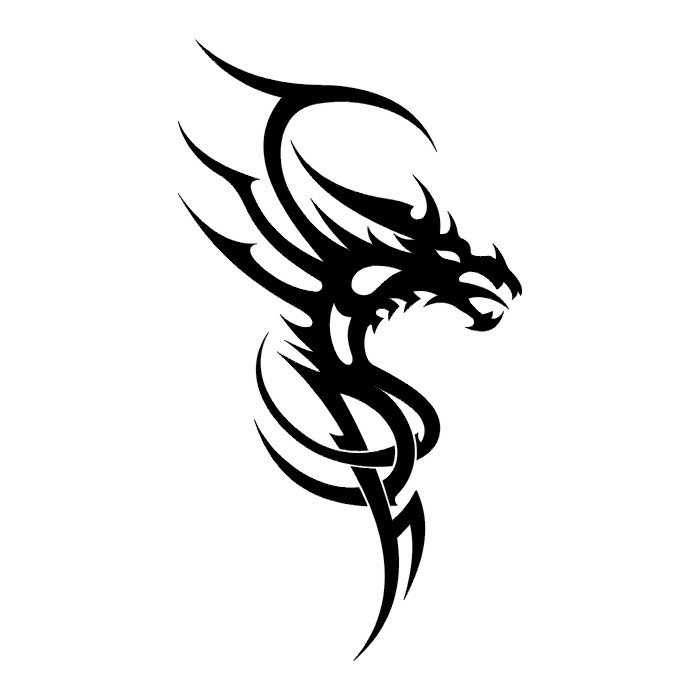 Black Tribal Dragon Head Tattoo Design