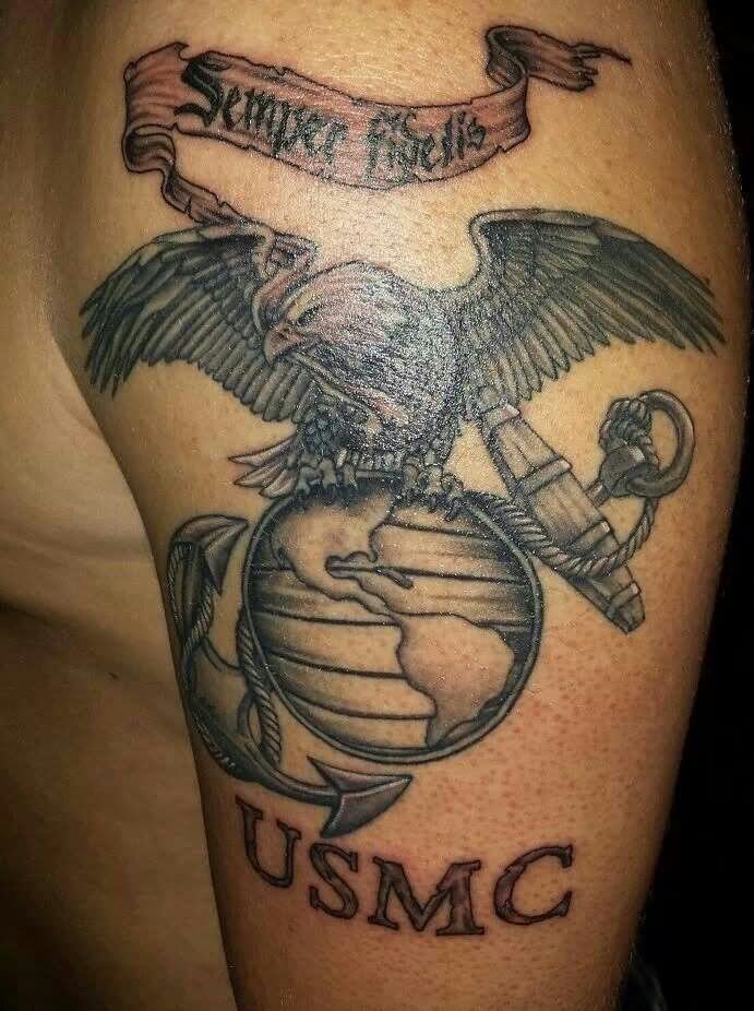 Eagle, Globe, & Anchor. Marine Corps Men Shoulder Tattoo Usmc