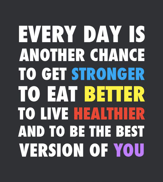 Every day is another chance to get stronger to eat better to live healthier and to be the best version of you.
