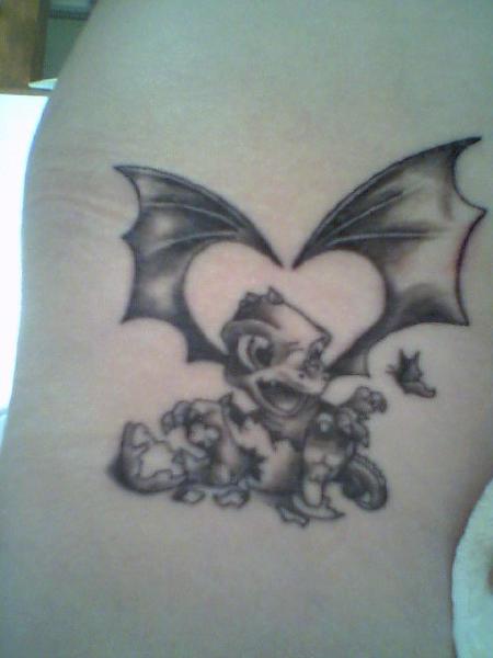 Grey Ink Baby Dragon Tattoo by AcidUnicorn