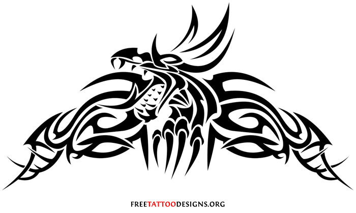Incredible Roaring Tribal Dragon Tattoo Design