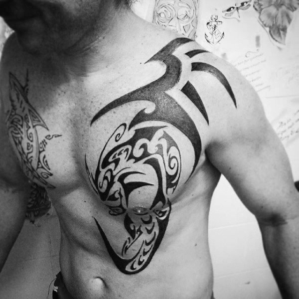 Masculine Tribal Dragon Tattoo On Men