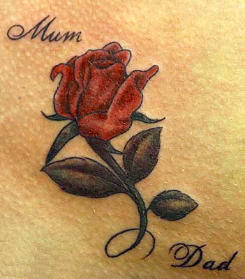 Mum and Dad Red rose tattoo