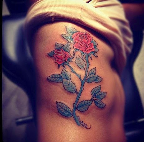 Old School Style Red Roses Tattoo On Girl Siderib