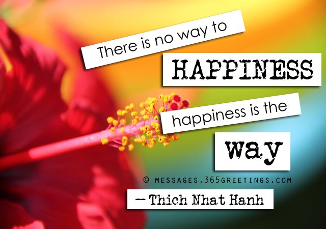 There is no way to happiness happiness is the way. Thich Nhat Hanh