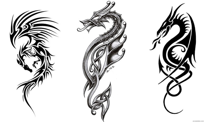Three Amazing Tribal Style Dragon Tattoo Designs