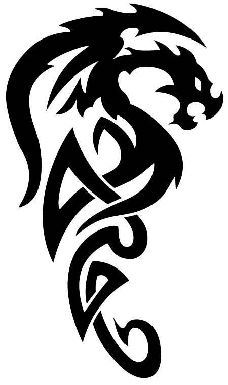 Tribal Dragon Tattoo Design With Celtic Knots