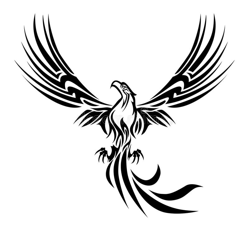 tribal open winged phoenix tattoo design