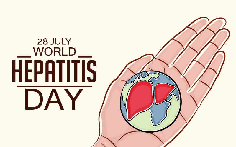 28 july World Hepatitis Day earth globe on hand i